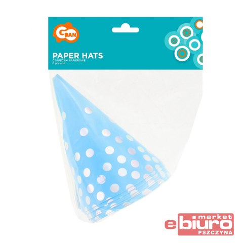 CZAPECZKI PAPIEROWE SREBRNE GROSZKI NIEBIESKIE A'6