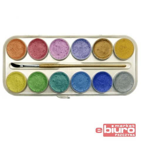 FARBY AKWARELOWE PERŁOWA 12 KOLORÓW + PĘDZELEK 767