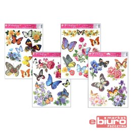 NAKLEJKA NA OKNO CAŁOROCZNA 866 MOTYLE KWIATY MFP