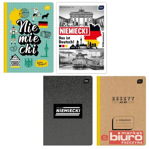 ZESZYT A5 60 KARTEK KRATKA JĘZYK NIEMIECKI INTERDR