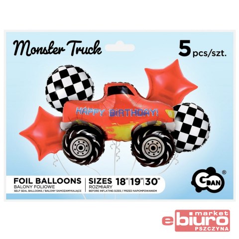 BALONY FOLIOWE ZESTAW MONSTR TRUCK 5SZT GODAN