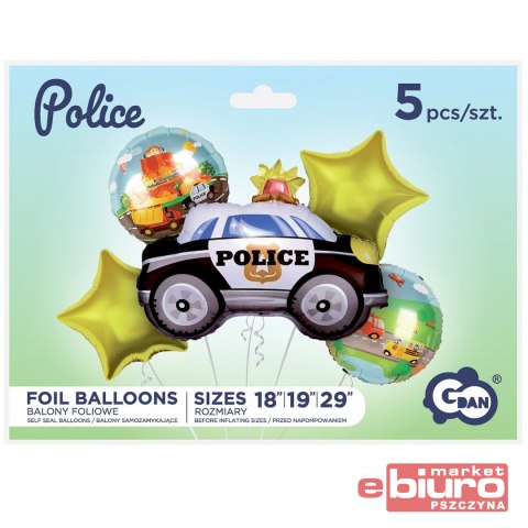 BALONY FOLIOWE ZESTAW POLICJA 5SZT GODAN