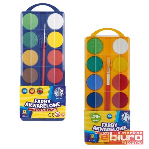 FARBY AKWARELOWE 12 KOL - FI 30,0 MM EURO ASTRA