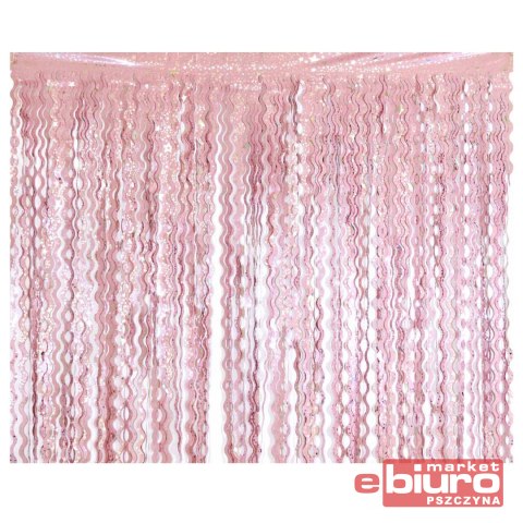 KURTYNA SPIRALE SREBRNE GWIAZDKI RÓŻOWA 100X200CM