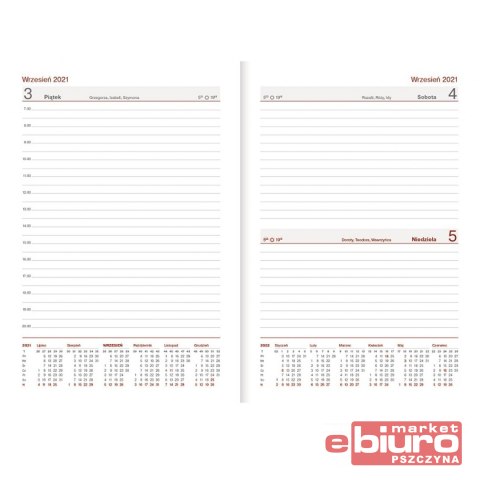 KALENDARZ NAUCZ B6 DZIENNY NEBRASKA Z GUMKĄ GRANAT