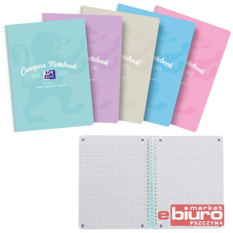 KOŁOZESZYT OXF CAMP A4+ 80 K KRATKA PASTEL
