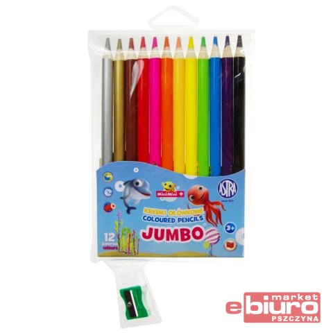 KREDKI OŁÓWKOWE JUMBO OKRĄGŁE 12KOL + TEMPERÓWKA ASTRA