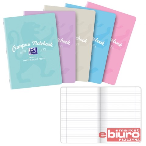 ZESZYT OXFORD CAMP A5 60 KARTEK 90G LINIA PASTEL