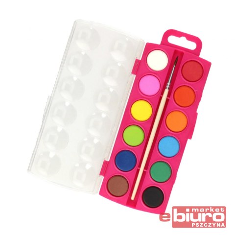 FARBY AKWARELOWE MAŁA PASTYLKA 12 KOLORÓW NEON