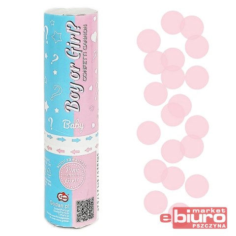 KONFETTI PNEUMATYCZNE BOY OR GIRL 15CM RÓŻOWY