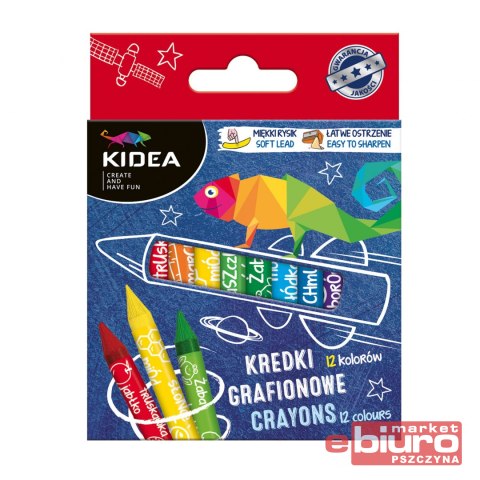 KREDKI GRAFIONOWE 12 KOLORÓW KIDEA
