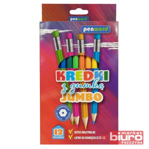 KREDKI OŁÓWKOWE 2666-12-G 12KOL JUMBO HEX Z GUMKĄ
