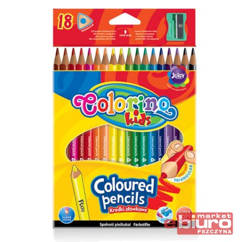 KREDKI OŁÓWKOWE TRÓJKĄTNE COLORINO 18 KOLORÓW