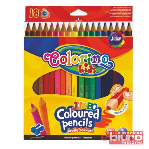 KREDKI TRÓJKĄTNE JUMBO COLORINO 18 KOLORÓW