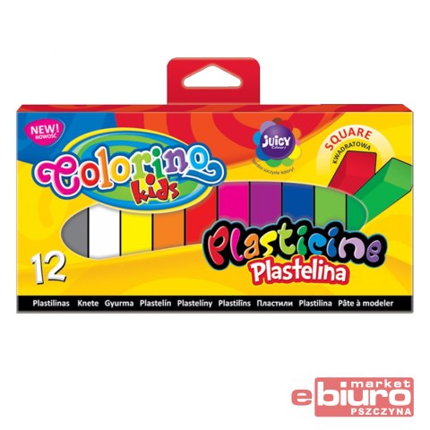 PLASTELINA KWADRATOWA 12 KOLORÓW COLORINO