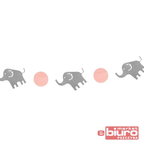 GIRLANDA PAPIEROWA B&G SŁONIKI RÓŻOWA 200CM