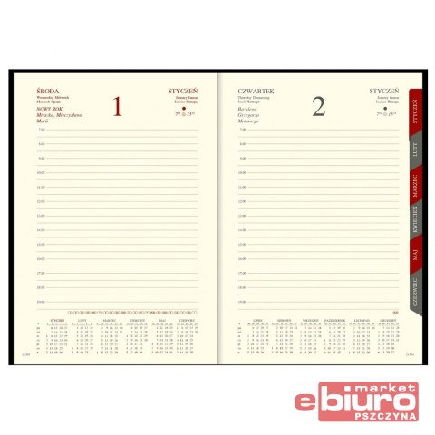 KALENDARZ A5 DZIENNY CROSS Z GUM. Z DATÓWKĄ CZARNY