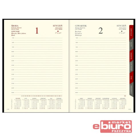 KALENDARZ A5 DZIENNY CROSS Z GUM. Z DATÓWKĄ GRANAT