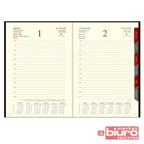 KALENDARZ A5 DZIENNY CROSS Z GUM. Z DATÓWKĄ SREBRN