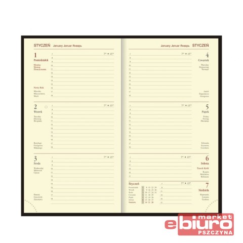 KALENDARZ A6 UKŁAD TYGODNIOWY VIVELLA GRANAT