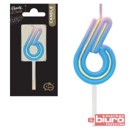 ŚWIECZKA CYFERKA B&C NEON 6 GODAN