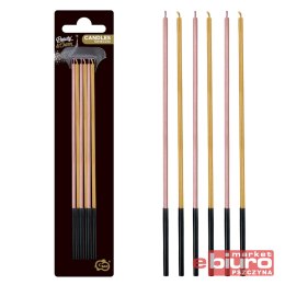 ŚWIECZKI B&C METALICZNE RÓŻ/ ZŁOTY 6 SZT GODAN