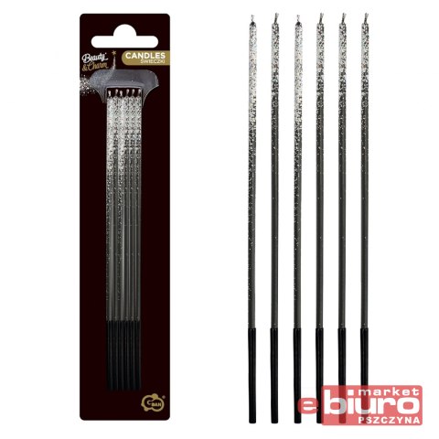 ŚWIECZKI B&C OMBRE KOLOROWY BROKAT 6 SZT GODAN