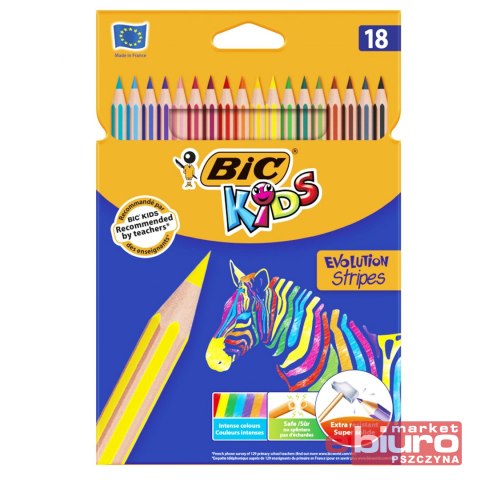 KREDKI EVOLUTION STRIPES 14+4 KOLORÓW BIC