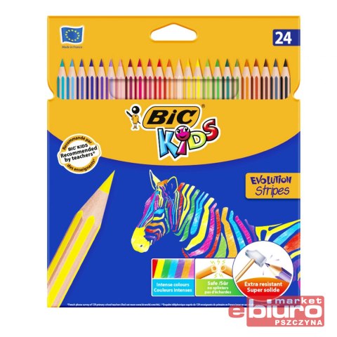 KREDKI EVOLUTION STRIPES 18+6 KOLORÓW BIC
