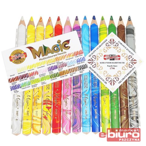 KREDKI MAGIC TRIO 3408 12+1 KOLORÓW DREWNIANE