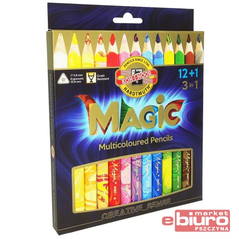 KREDKI MAGIC TRIO 3408 12+1 KOLORÓW DREWNIANE