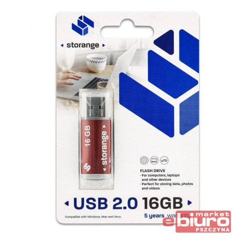 PENDRIVE STORANGE 16GB USB 2.0 BASIC CZERWONY