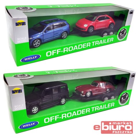 SAMOCHODY DWA + LAWETA WELLY 1:34 2226