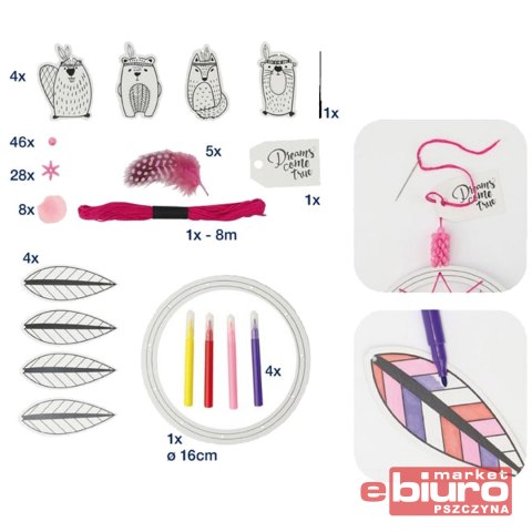 ZESTAW KREATYWNY ŁAPACZ SNÓW ROŻOWY 1041956