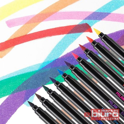 FLAMASTRY Z PĘDZELKIEM 10 KOLORÓW 0612610 MILAN