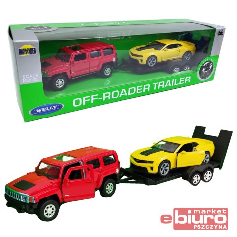 SAMOCHODY DWA + LAWETA WELLY 1:34 2226